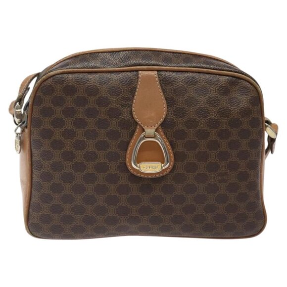 CELINE Macadam Canvas Shoulder Bag PVC Leather Brown Gold Auth BA1891 - Picture 7 of 16